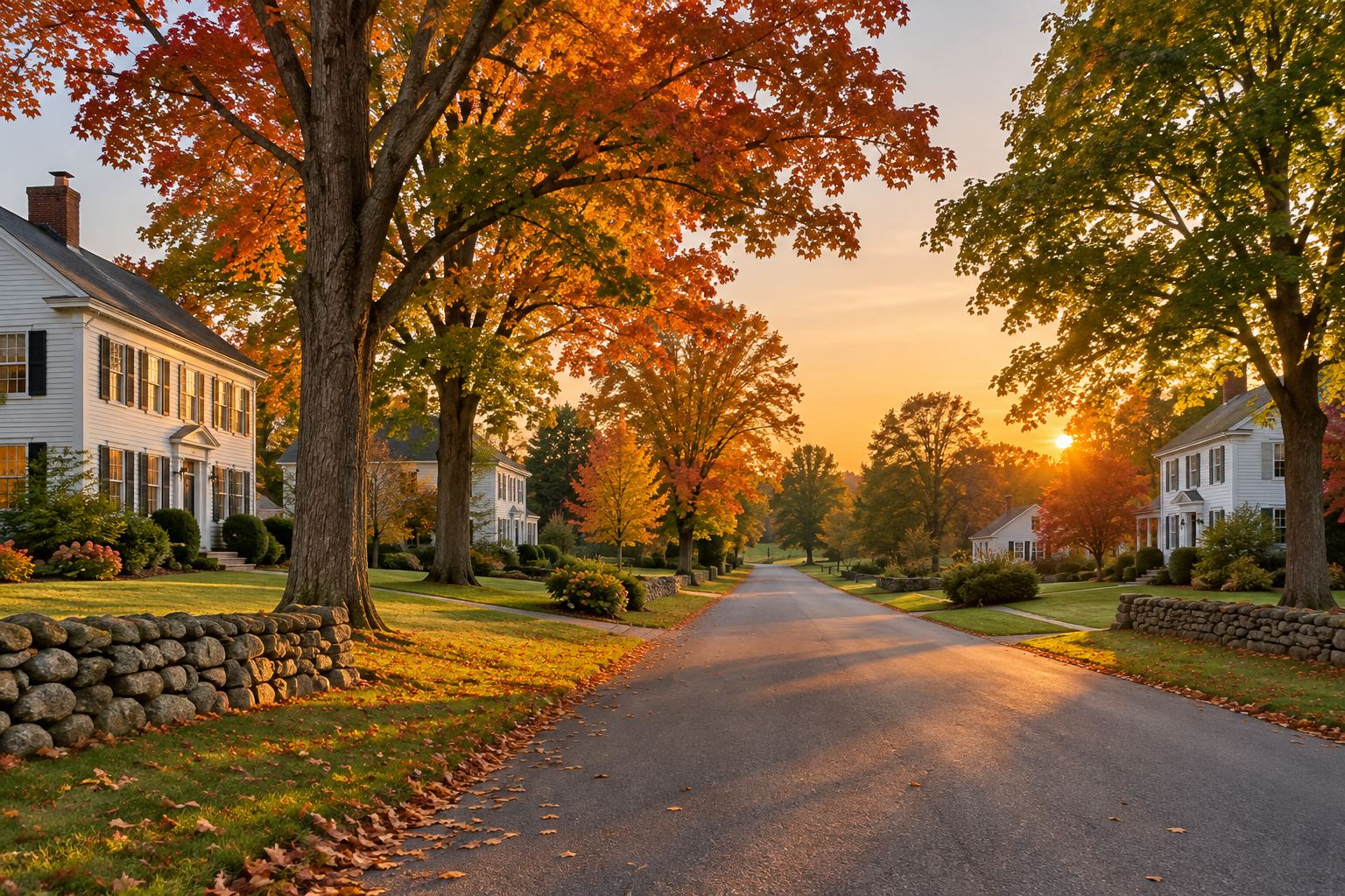 A Geauga County country road in fall, illustrative